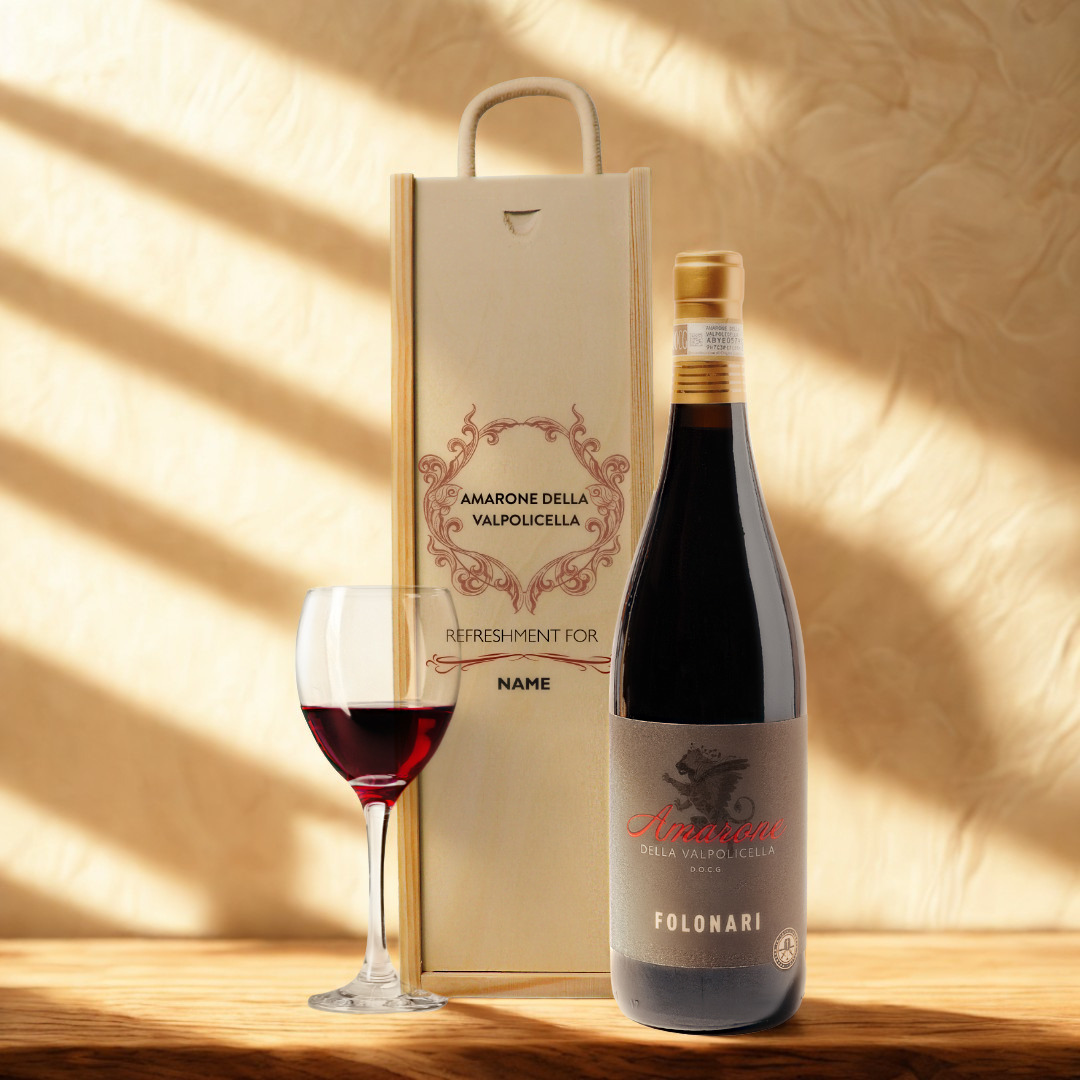 Personalised Amarone della Valpolicella Folonari Red Wine Gift Set – 75cl with Personalised Lid