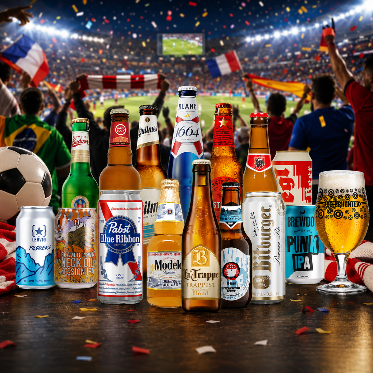 World Cup Beer Mixed Case – International Selection (15 Pack) With Free Glass