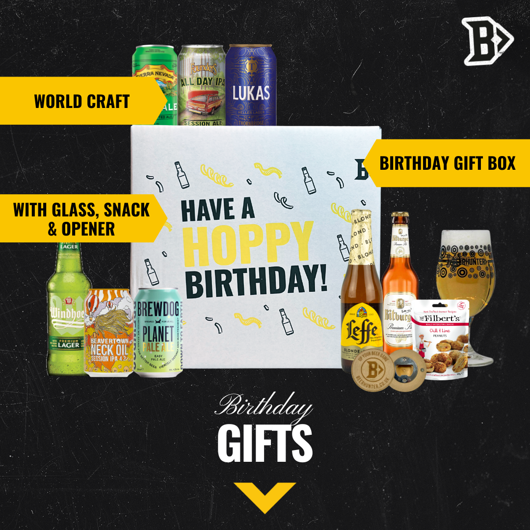 World Craft Beer Hoppy Birthday Gift Box with Glass - (8 Pack) - BEERHUNTER