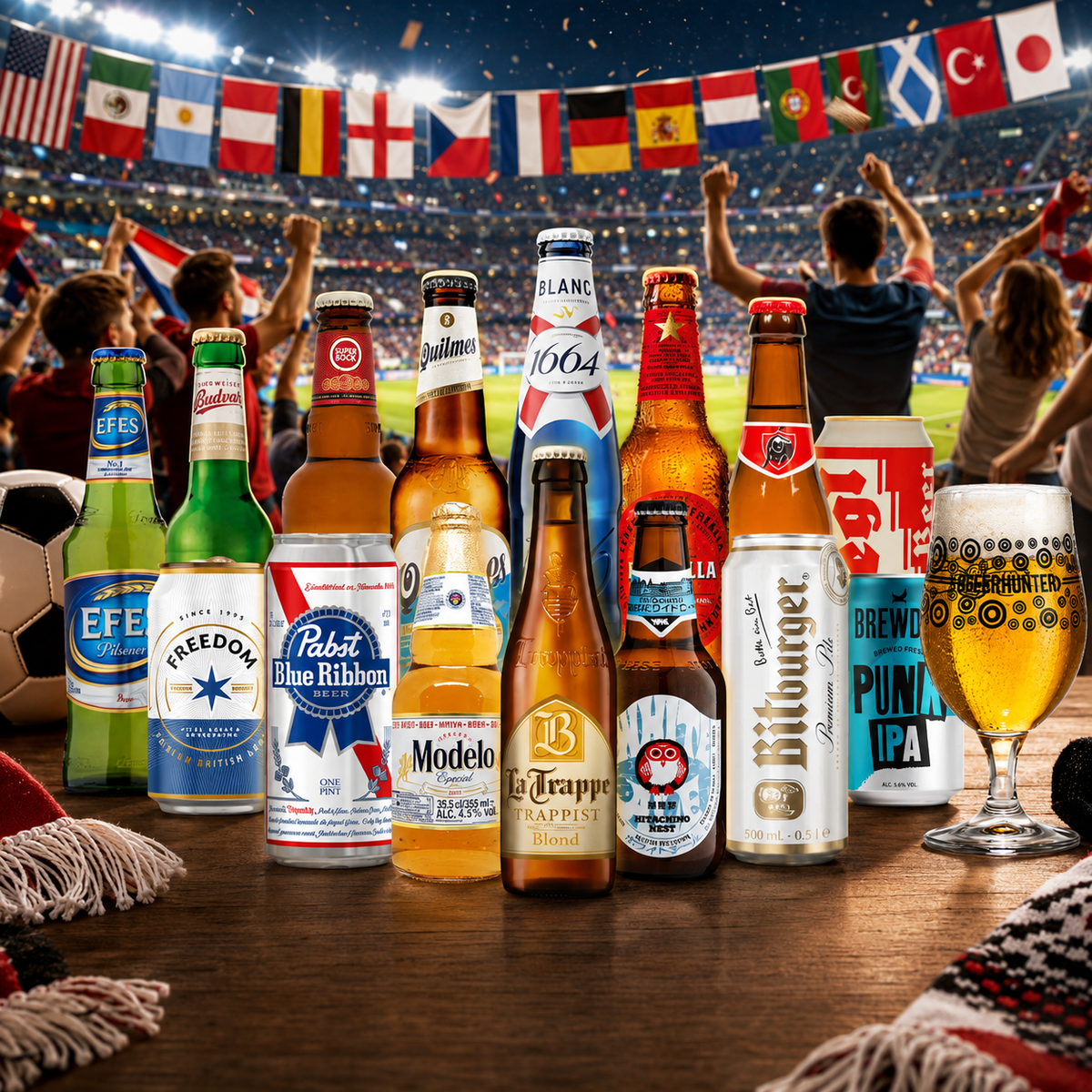 World Cup Beer Mixed Case – International Selection (15 Pack) With Free Glass