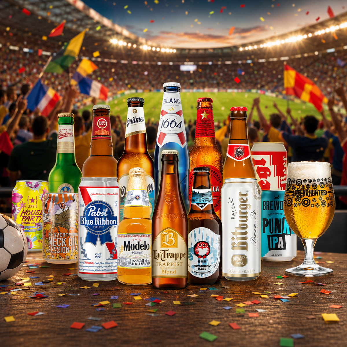 World Cup Beer Mixed Case – International Selection (15 Pack) With Free Glass