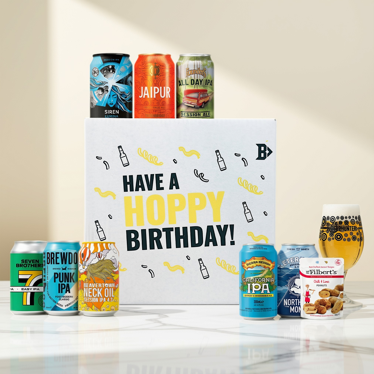 World IPA Hoppy Birthday Gift Box with Glass - (8 Pack)