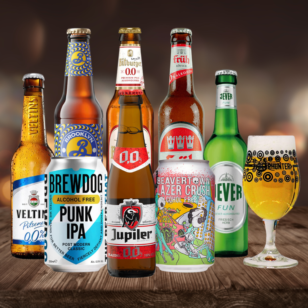 World Low/No Alcohol Mixed Beer Case 330ml Selection with Glass (8 Pack) - BEERHUNTER