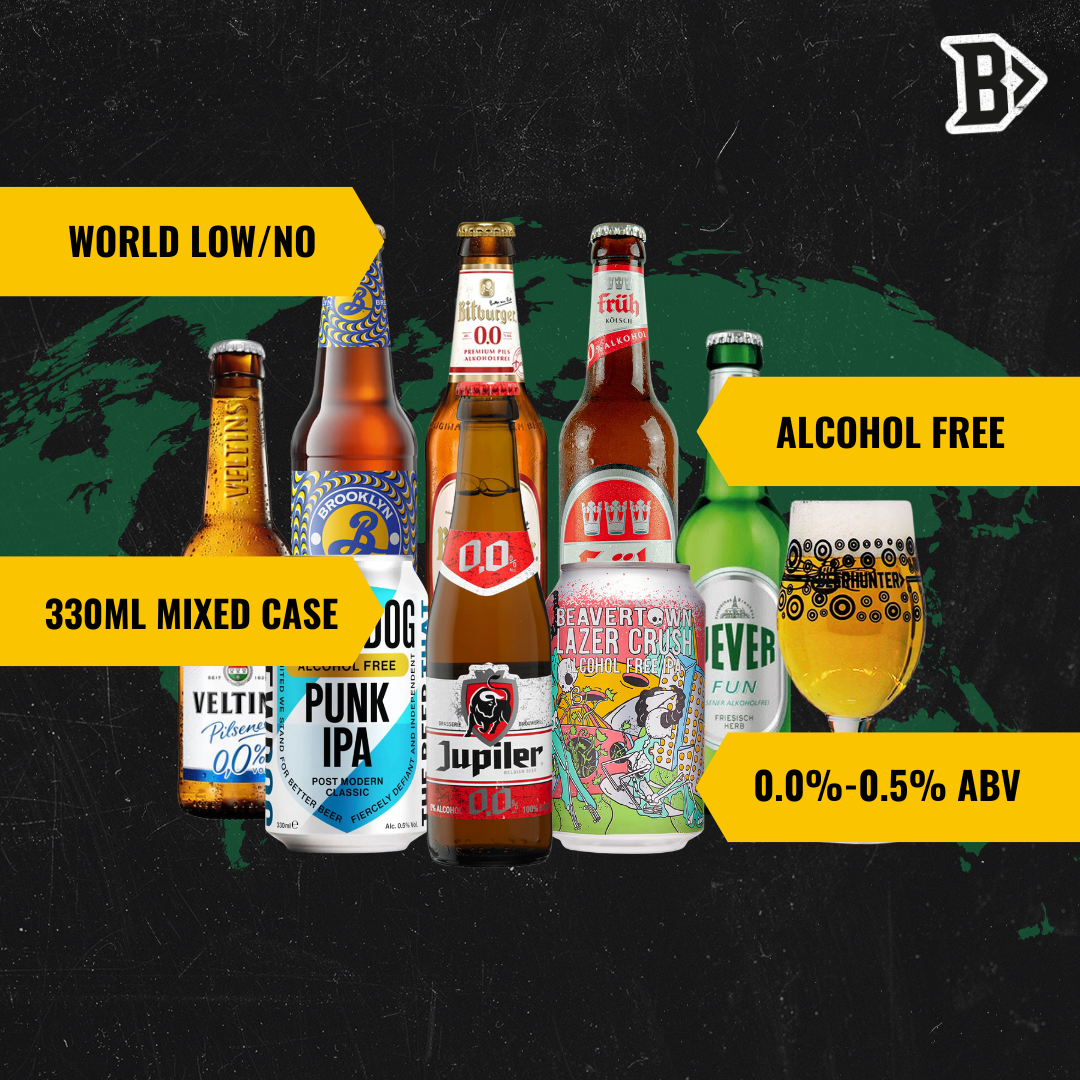 World Low/No Alcohol Mixed Beer Case 330ml Selection with Glass (8 Pack) - BEERHUNTER