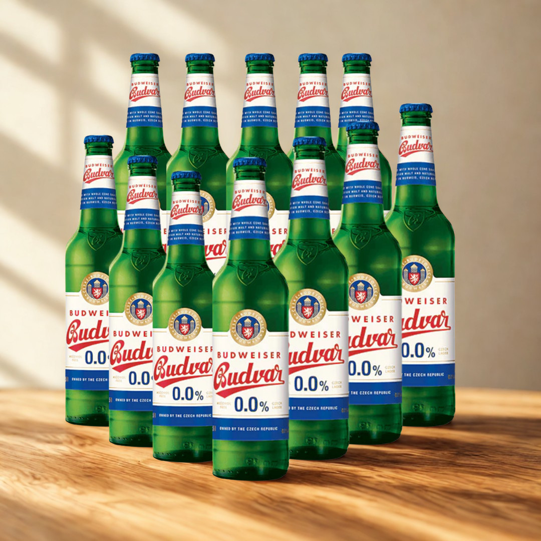Budweiser Budvar 0.0% Alcohol Free Czech Lager 330ml Bottles - 0.0% ABV (Multipack)