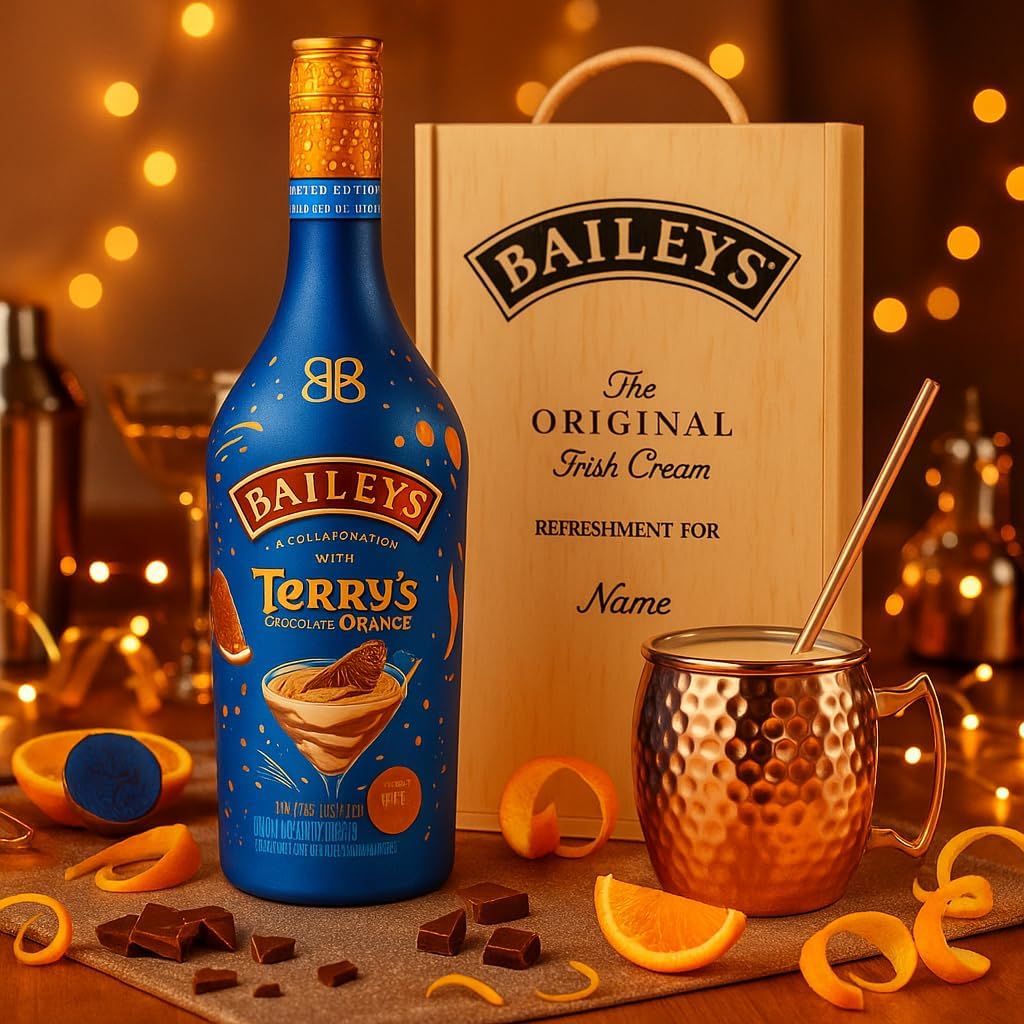 Personalised Baileys Terrys Chocolate Orange Irish Cream Liqueur Gift Set with Copper Mug - 70cl