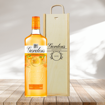Personalised Wooden Gift Box with Gordons Mediterranean Orange Gin