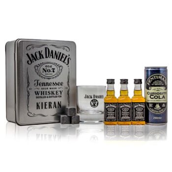 Jack Daniels Personalised Gift Box with Official branded glass and whisky stones making this perfect gift for Jack Daniels lovers.