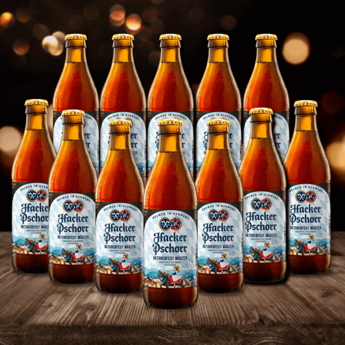 Hacker Pschorr Oktoberfest Märzen Beer 500ml Bottles - 5.8% ABV (12 Pack) | Beerhunter