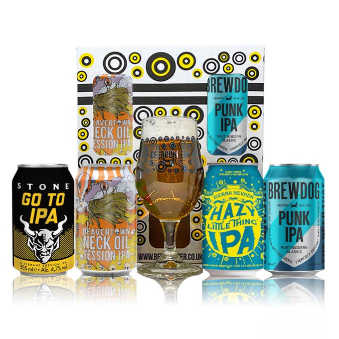 Craft Beer IPA 4 Can Gift Set with Glass