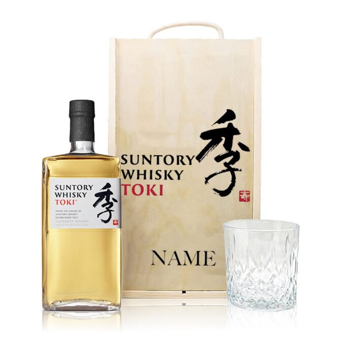 personalised toki japanese blended whisky gift set with glass