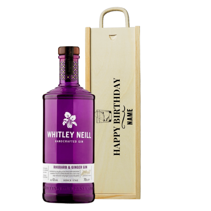 Personalised Happy Birthday Whitley Neill Rhubarb & Ginger Gin Gift Box | Beerhunter