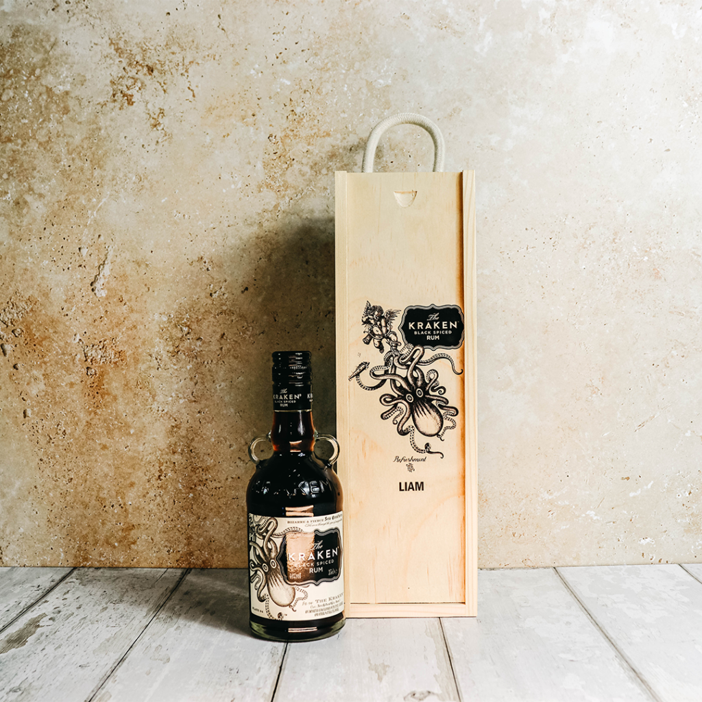 Personalised Kraken Black Spiced Rum Gift Box - 35cl - Beerhunter