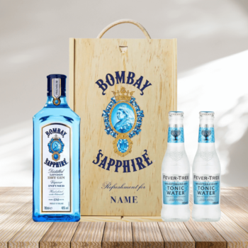 Personalised Bombay Sapphire Gin London Dry Gift Set with Fever Tree Tonics - 70cl (40% ABV)