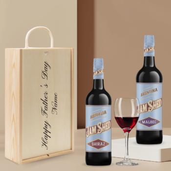 Personalised Jam Shed Red Wine Gift Set - (2 x 75cl) Happy Father's Day